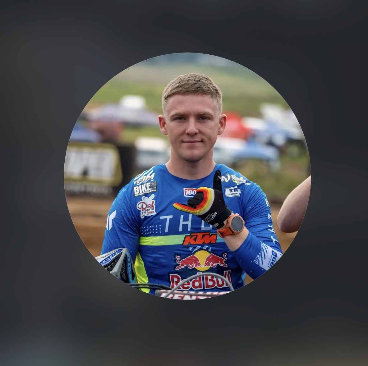 Cameron Durow in race kit at a motocross meeting